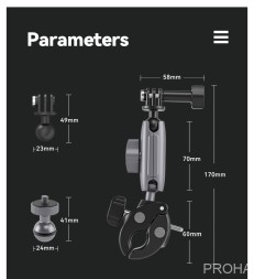 Прочное крепление - прищепка, на руль для экшн камер и камер | TELESIN