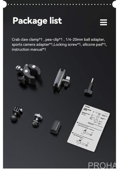 Прочное крепление - прищепка, на руль для экшн камер и камер | TELESIN