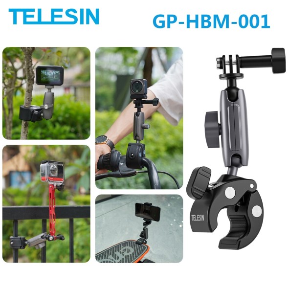 Прочное крепление - прищепка, на руль для экшн камер и камер | TELESIN