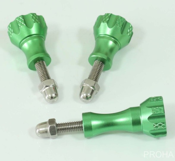 Комплект алюминиевых болтов зеленого цвета (2 коротких, 1 длинный)